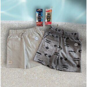 2 Pairs Boys French Terry Shorts Size 7 + Choice of One LED Watch- NWT - Bundle